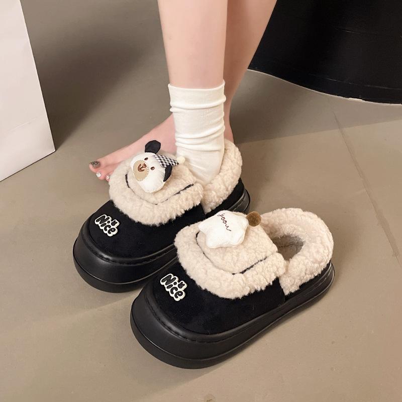 Women's Large Size Cartoon Soft Sole Winter Warm Fur Snow Boots Padded Lined Ankle Boots Anti-slip Hiking Casual Sports Cotton Boots