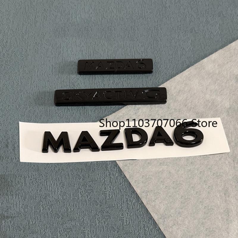 3D ABS Car Front Grille Emblem Tailgate Badge For MAZDA 6 2020 2021 2022 Auto Grille Rear Trunk Black Logo Sticker Accessories