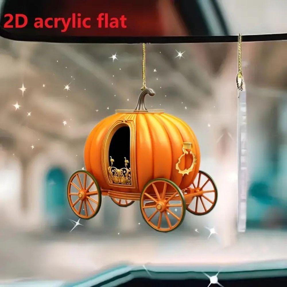 6pcs Acrylic Pumpkin Carriage Halloween Pendant Creative Christmas Keychain Car Pendant  Party