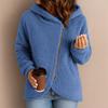 Women's Loose Fashion Lambswool Long Sleeve Zippered Hooded Sweatshirt Jacket