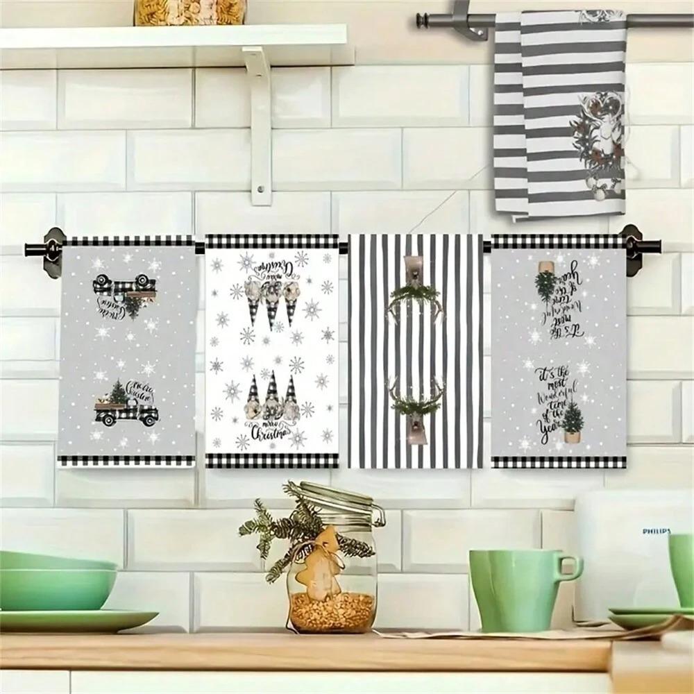 1pc/2pc/4pc/pack Christmas Scrub Sponge Creative Kitchen Dish Cloth Festive Cleaning Decor for Home & Table Kitchen Dish Towel Xmas Cleaning Supplies