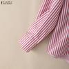 ZANZEA Women Casual Turn Down Collar Long Sleeve Loose Stripe Blouse