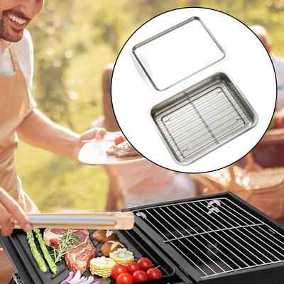 Baking Pan with Wire Rack, Rectangle Multifunctional Cookie Sheet