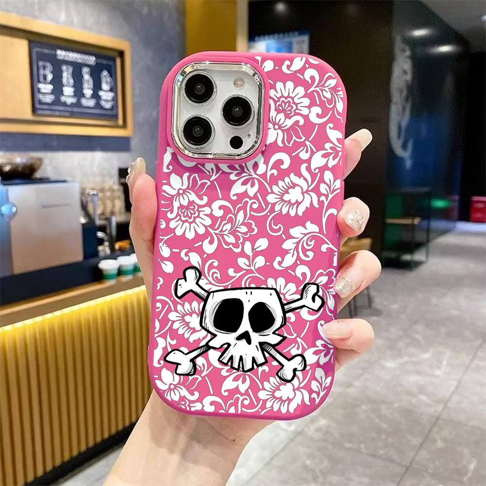 Phone Case: 2D Flat Design Suitable for iPhone 18, 17, 16, 15, 14, 13 Pro Protective Case, Couple Style, Skull Pirate Logo, Christmas and Halloween Gi
