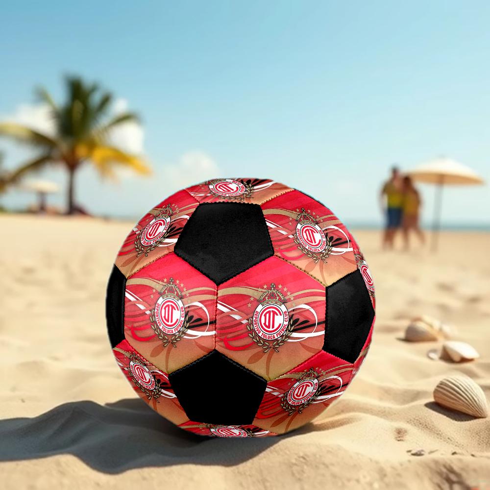 SIZE 5 Deportivo Toluca F.C. Soccer Ball Colorful All Ages Machine Stitched PVC Competition Ready Durable High-Bounce