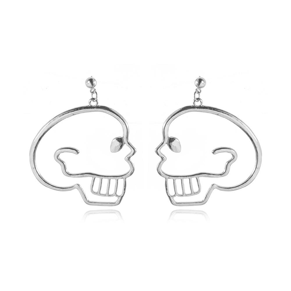Skull Head Exquisite Earrings For Women Fashion Alloy Dangle Jewelry In Rose Gold