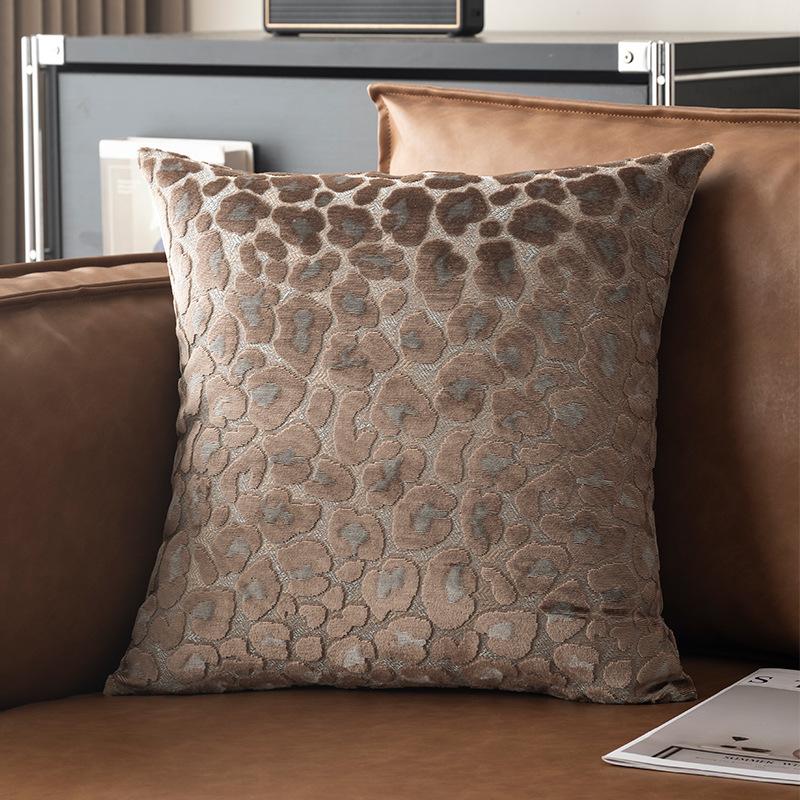 45x45cm Leopard Print American Cut Fleece Sofa Pillow Cover Cotton and Linen Pillow Office Nap Pillow Car Cushion Pillowcase