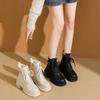 Women's Leather Waterproof Soft Sole Winter Warm Fur One Snow Boots Padded Lined Ankle Boots Non-slip Hiking Casual Sports Cotton Boots Martin Boots