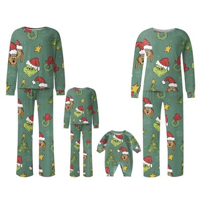 Christmas Print Family Matching Long Sleeve Top + Pants Set Family Matching Parent-Child Set