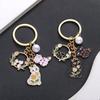 Cartoon Drip Oil Kitten Hollow Ring Jewelry Pendant Earring Keychain Accessory