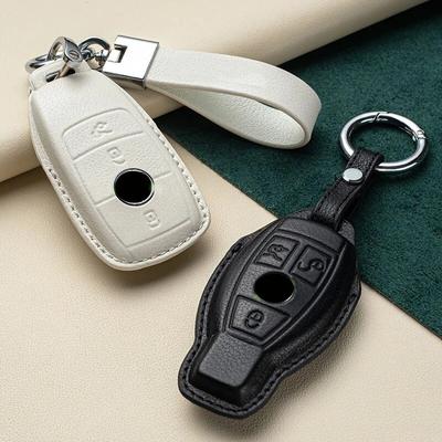 Coque de protection en cuir pour clé de voiture, couche supérieure, pour Mercedes Benz ABCEGMRS classe W204 W205 W212 W213 W176 GLC CLA GLA AMG W177