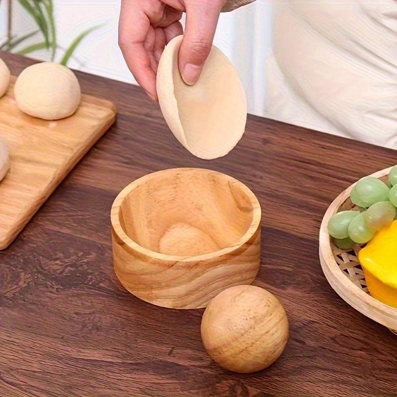 Wooden Dumpling Skin Press Tool Dough Press Mold Kitchen Wrapper Maker for Dumpling Ravioli Tortilla Dough Cooking Baking Tool