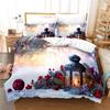 Christmas Duvet Cover Set King Size Snowflake Bells Pattern Festival Bedding Set Polyester Comforter Cover For Kids Boys Girls