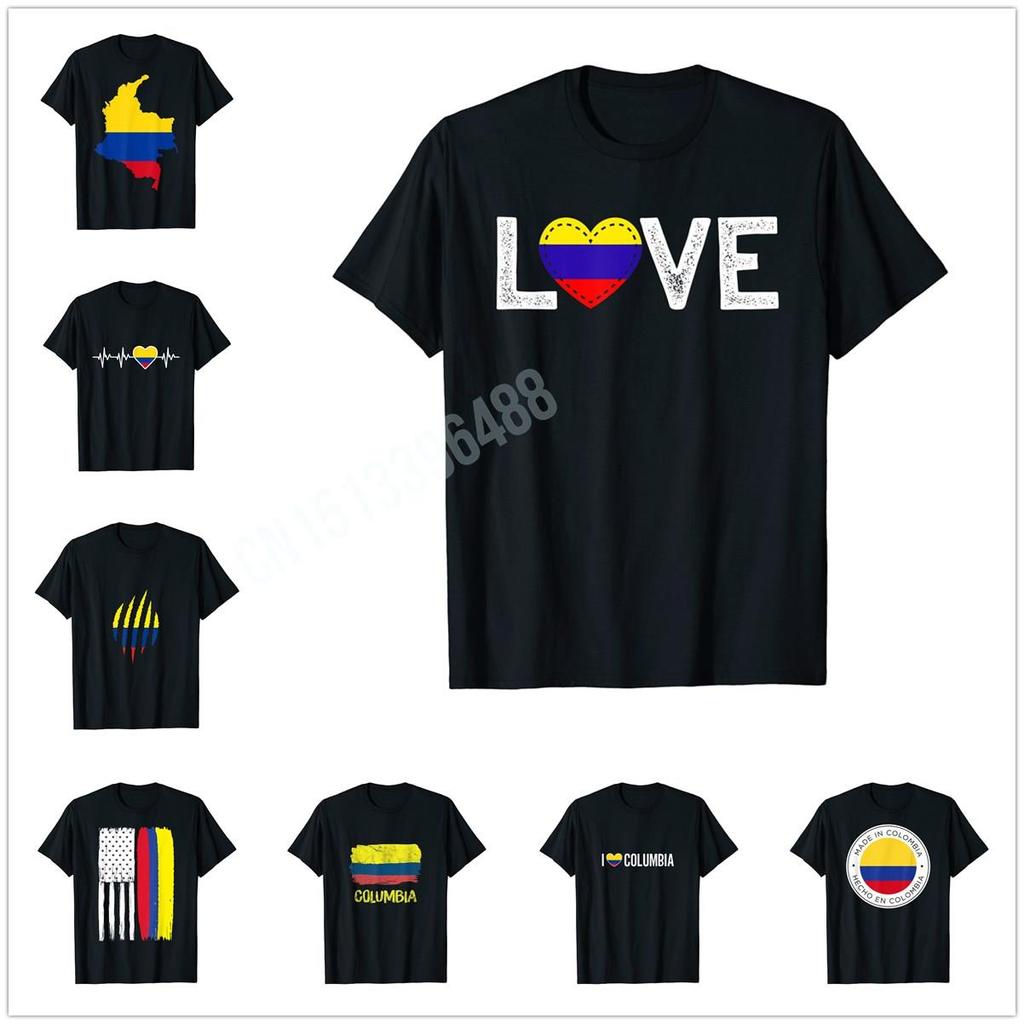 ZX More Design Columbia Flag Heartbeat Columbian Pride National Day TShirt For Men Women T Shirt Hip Hop Tops Cotton Tees