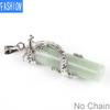 Klassisk naturstein halskjede anheng Tribal Totem Dragon svingete Crystal Column for menn og kvinner