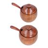 Seasoning Pot Wooden Salt Nontoxic Odorless Salt Container Spice Jar with Lid Kitchen Tool