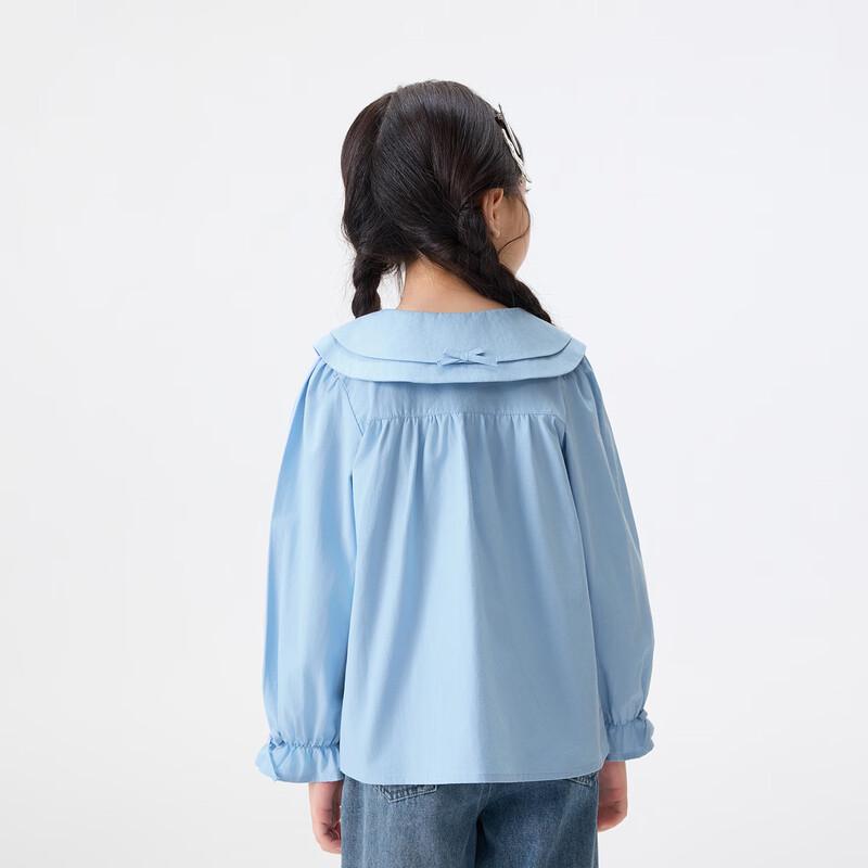 Xiaoyiman Girls' Pure Cotton Double Lapel Shirt