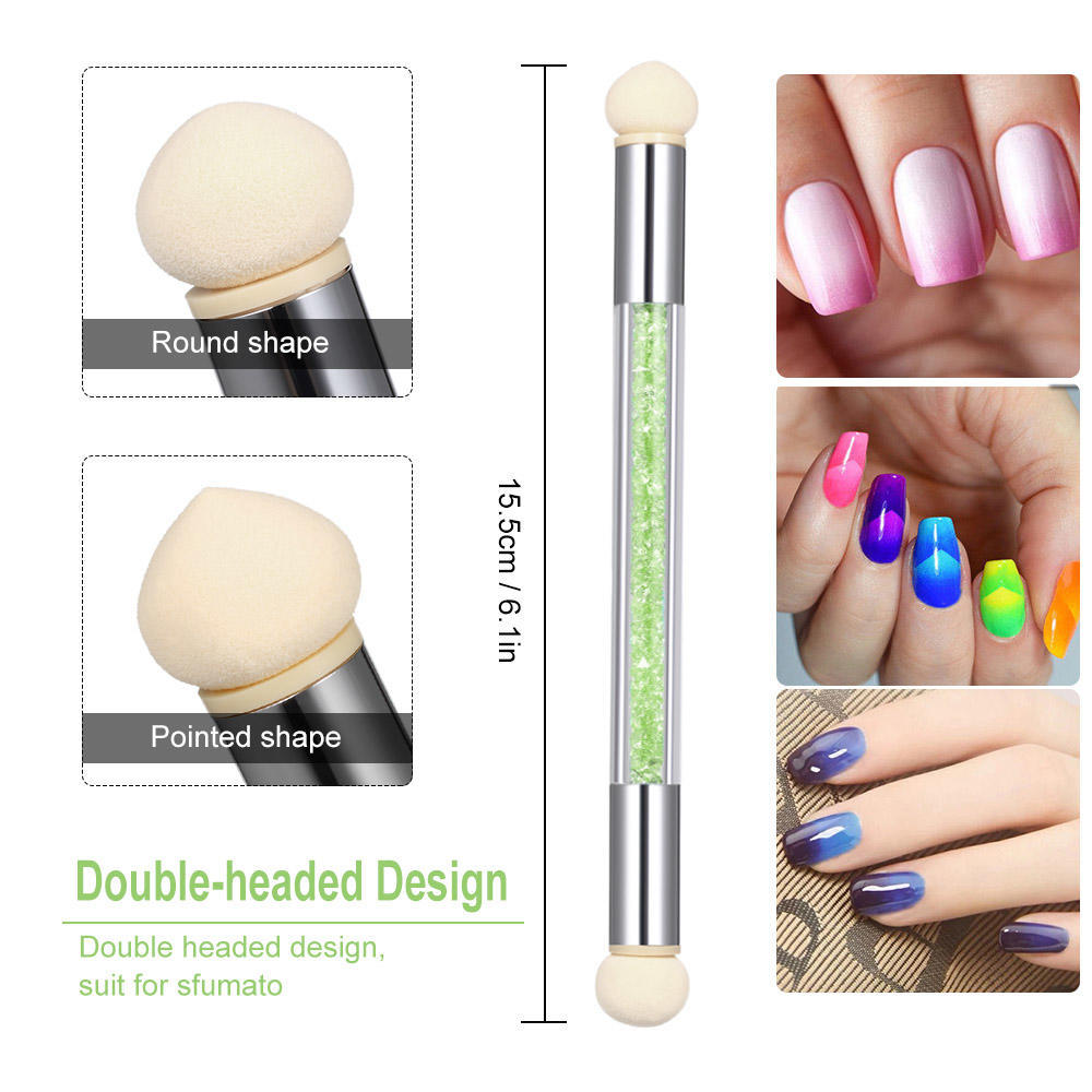 Nail Art Sponge Brush Double Headed Nail Art Brush Acrylic Nail Gradient Shading Pen Nail Powder