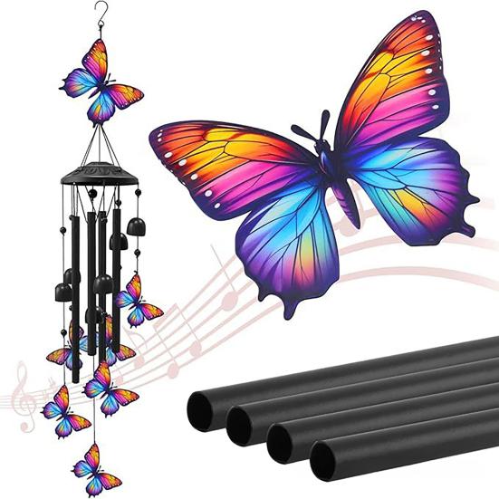 Metal Wind Chime for Outside Butterfly/Red Bird/Hummingbird Hanging Windchimes for Garden Patio Backyard Decor