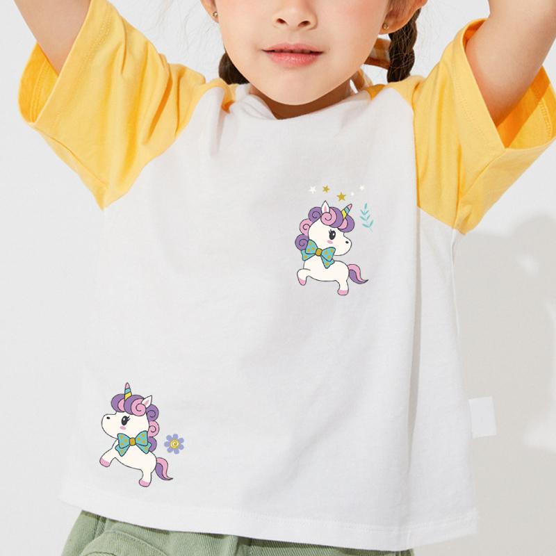 Unicorn Series Set Stripe Patches Girl Baby Shirt Stickers Diy Thermal Transfer Hot Tear T-Shirt Dresses New Iron On Patches
