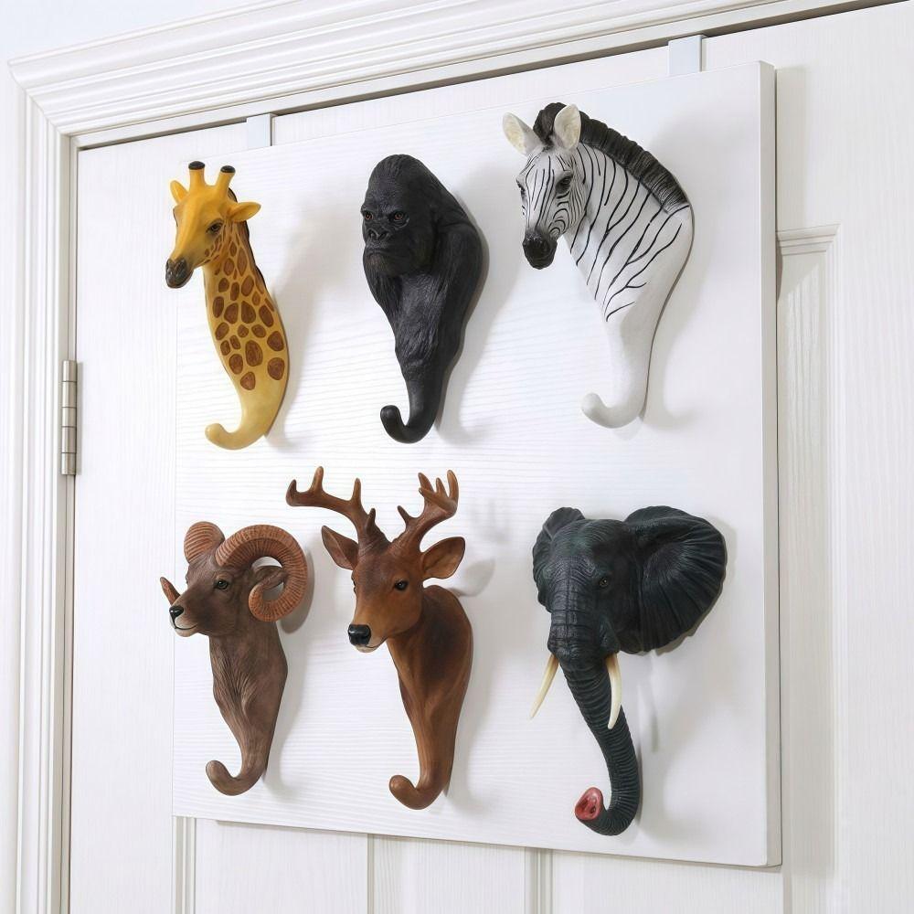 Retro Animal Head Key Hook Up 3D Hat Hanging Rack Creativity Clothes Hook Rack Wall/Door Decor