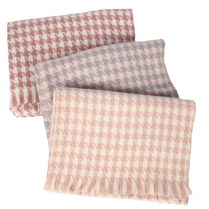 Podzimní a zimní dámský nový styl šála s kostkovaným vzorem tisíce ptáků z imitace kašmíru, evropský a americký teplý šál, límec