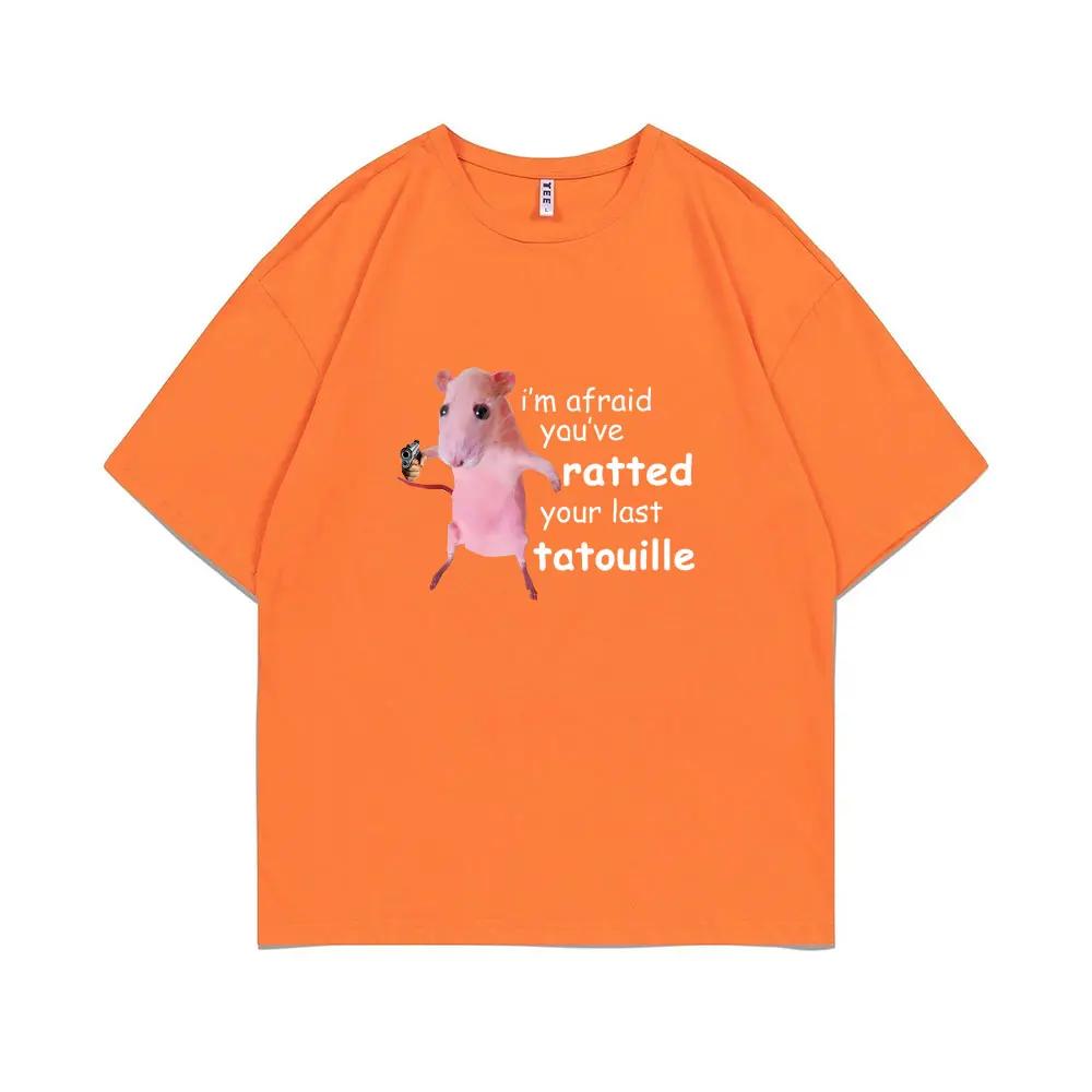 I'm Afraid You've Ratted Your Last Tatouille Graphic T-shirt Funny Pink Rat Print T Shirts Man Woman Fashion Oversized Tshirt