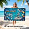Astronaut Space Theme Quick Dry Beach Towel Custom Name Text Print Large Sand Resistant Towel Beach Vacation