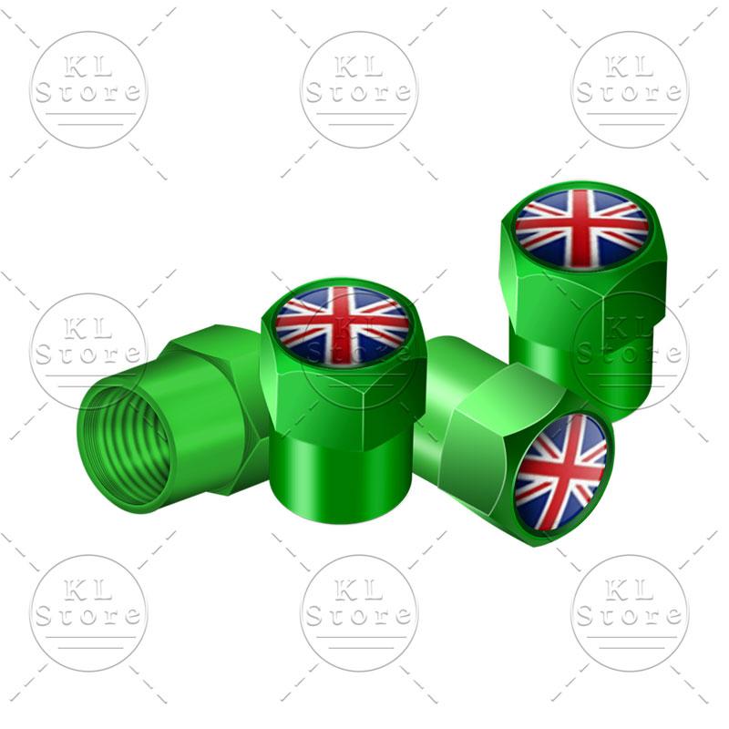 Exterior 4Pcs United Kingdom National Flag Badge Car Wheel Tyre Tires Valve Stem Caps Dust-proof Cover For Universal Automobiles