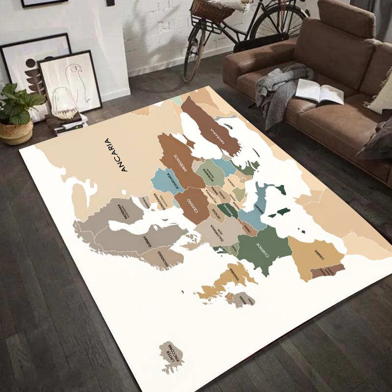 Fantasy Map Area Rug Vintage Ancaria Print, World Map Carpet for Living Room, Study Floor Mat, Gift for Gamers & Travel Lovers