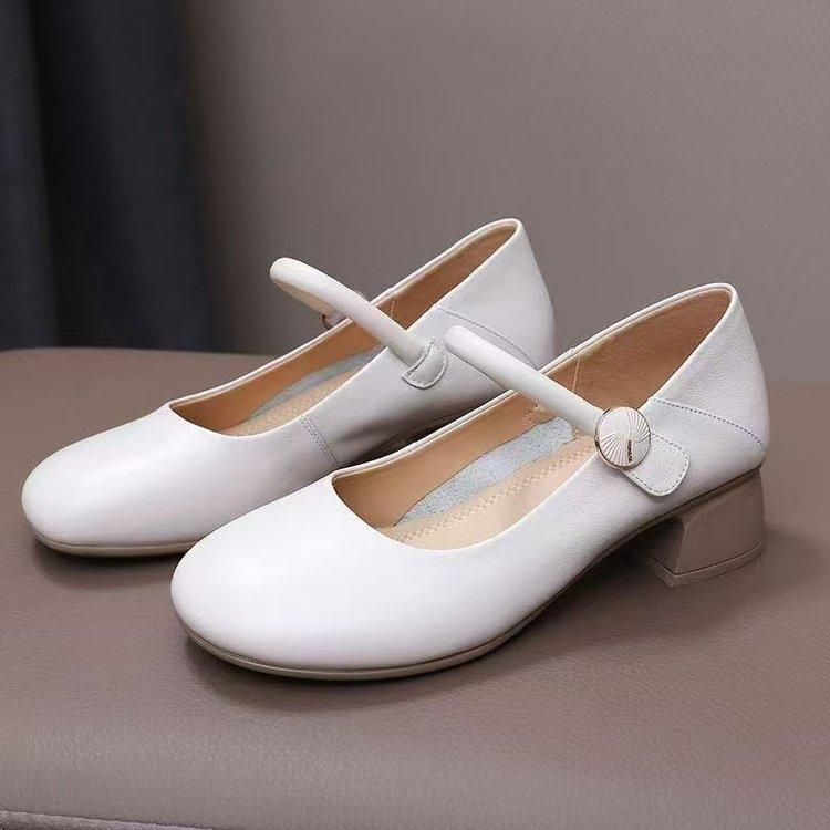 Soft leather retro Mary Jane women's shoes 2025 autumn new temperament versatile small leather shoes shallow mouth comfortable soft sole single shoes
