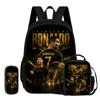 Zaino Sportivo Calcio Set 3 Pezzi Ronaldo Zaino Scolastico Imparare, Borsette da Viaggio per Matite, Borsa Pranzo, Zaino Stella del Calcio
