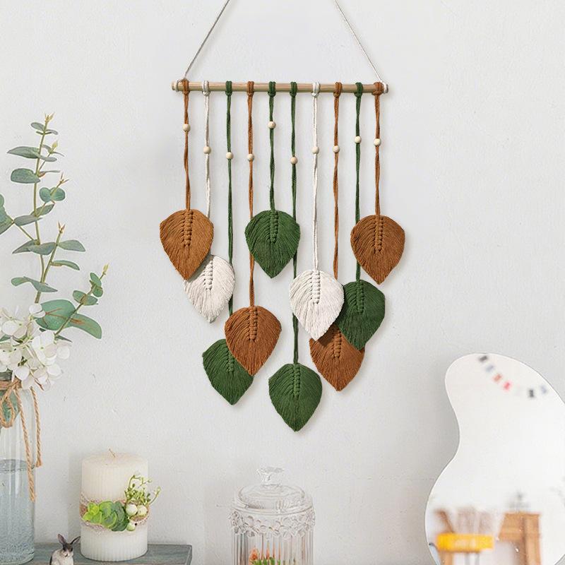 Bohemian Handmade Cotton Leaf Tapestry Wall Hanging