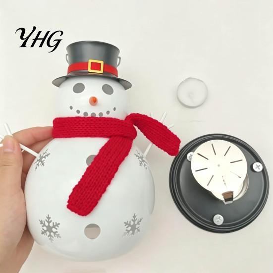Decorative Christmas Gifts Snowman Candle Holder, Metal Candlestick Ornament with Top Retro Style Figurine Hat And Scarf for Table Centerpiece Holiday