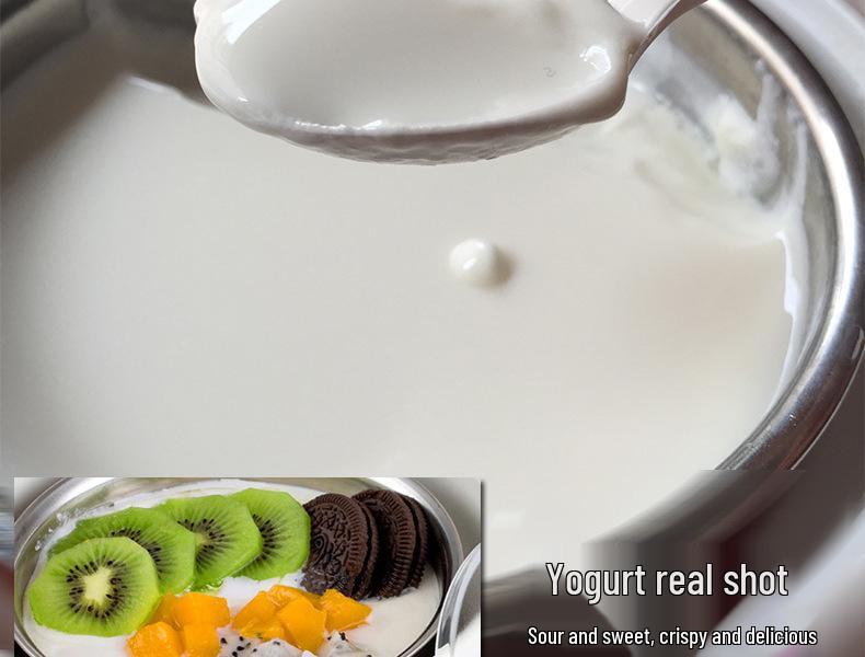 Rustfritt stål 1L Automatisk Yoghurtmaskin - Kompakt husholdningsapparat for yoghurt, natto og risvin