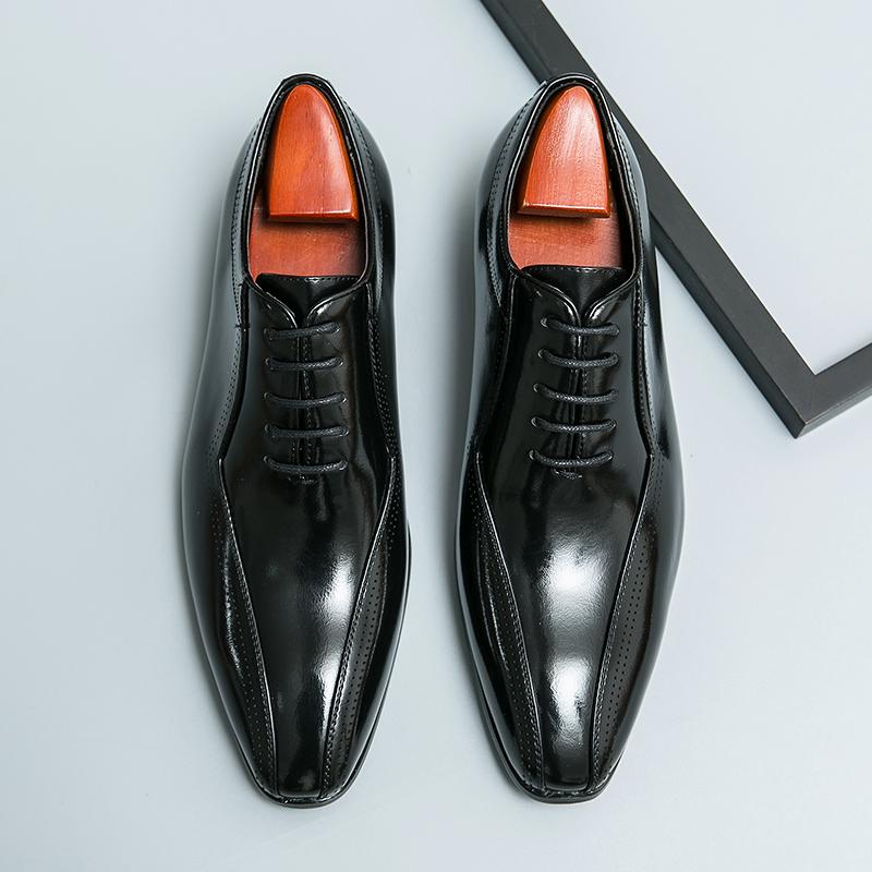 New Business Men's Shoes Oxfords Square Toe Lace-up Spring Autumn Brown Black Mens Dress Shoes Zapatos De Vestir Hombre