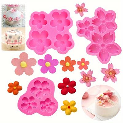 3pcs Flower-Shaped Silicone Molds for Baking And Crafting - Includes Cherry Blossom, Plum Blossom, And Sunflower Designs