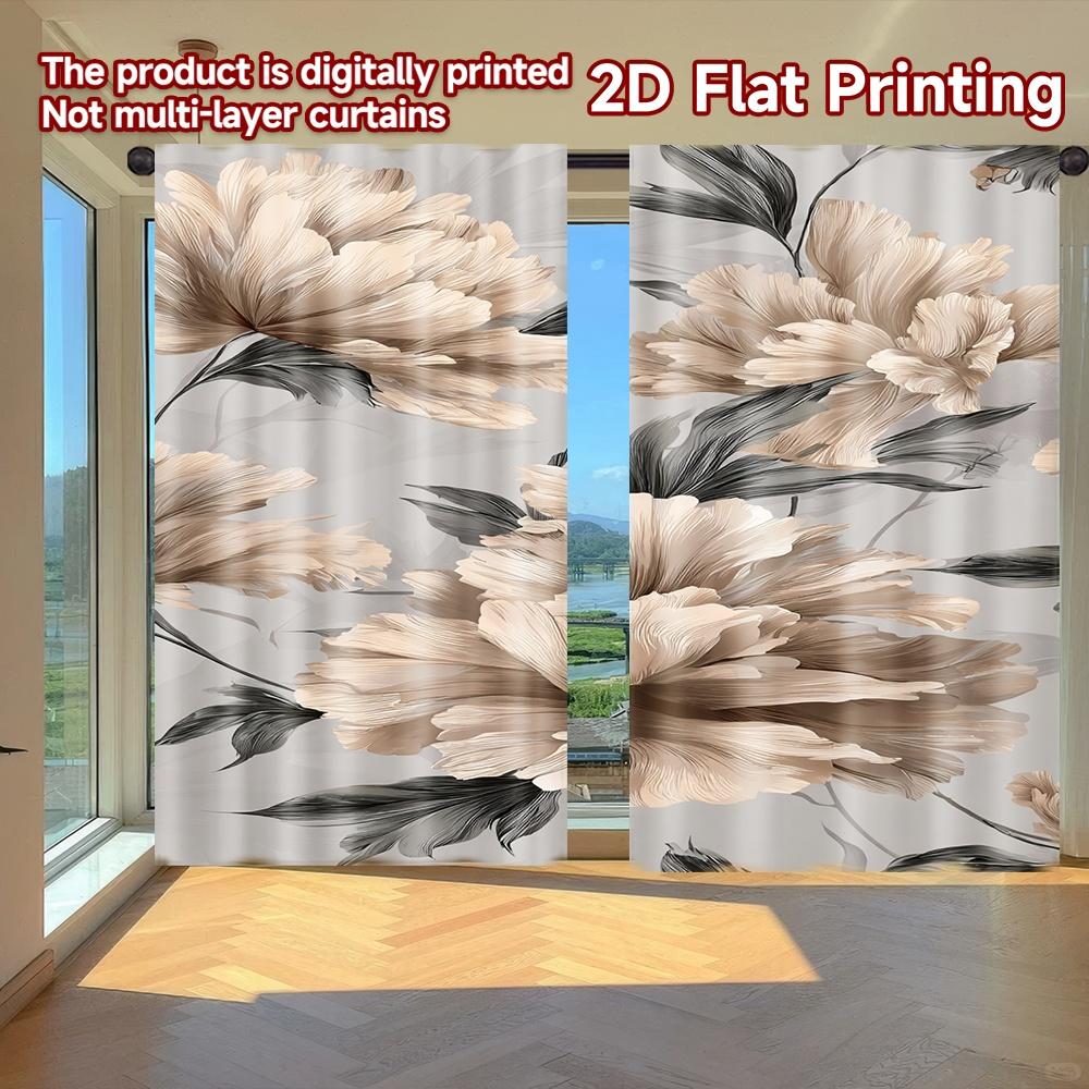 

Modern Flat Printing Curtains Without Rod Floral Elegance Design Fashionable Curtainments During New Year Set Of 2 Made Polyester W100*H70(CM)-Rod Pocket&1PCS