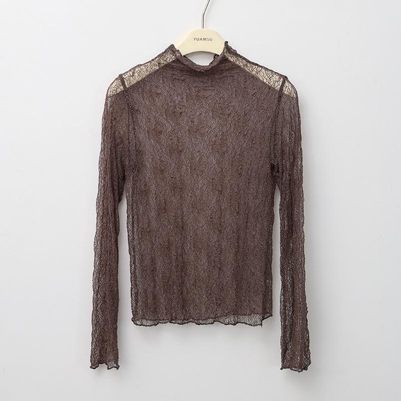 Spring Lace Design: Semi-High Neck Slim Top