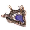 Blue Sapphire Pendant Handmade Gemstone Jewelry, 999 Copper Wire Wrapped Pendant ,Unique Design Jewelry Pendant