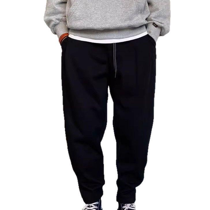 Spring and Summer Men's New Light Luxury High-end Versatile Straight-leg Casual Pants Trendy Brand Solid Color Elastic Waist Small Sweatpants