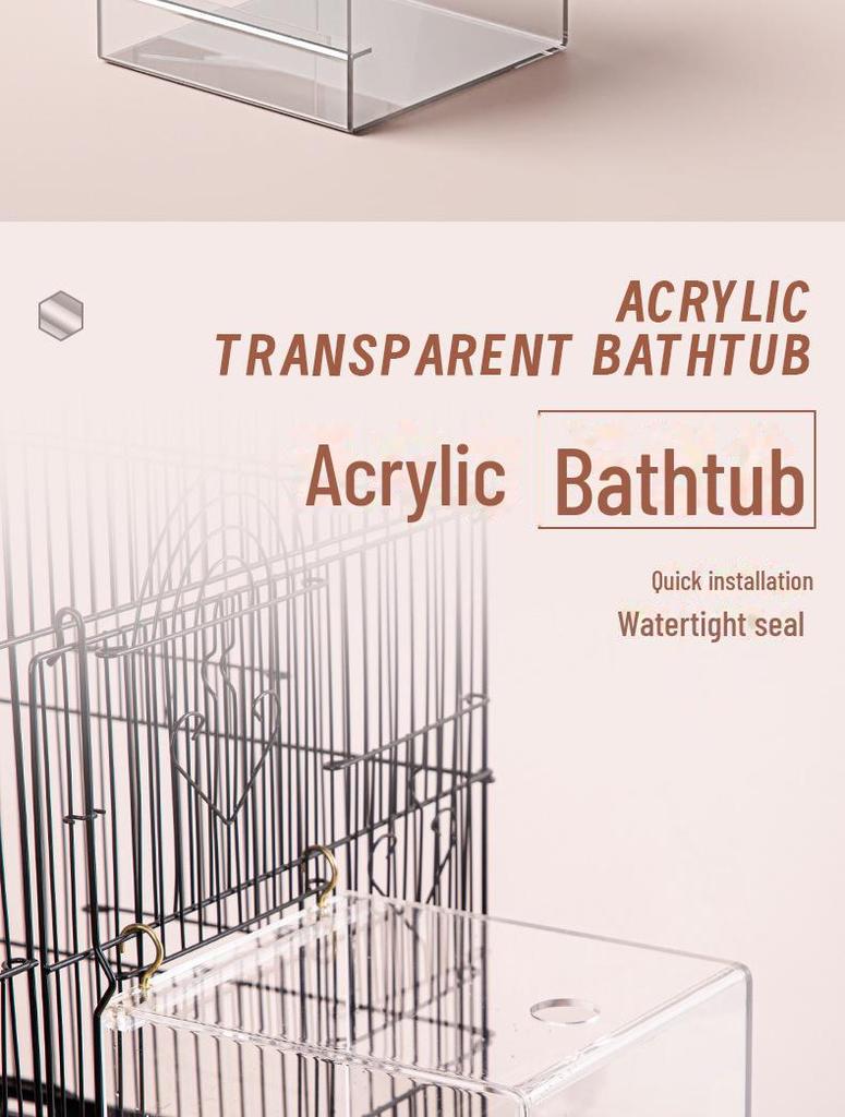 Parrot Acrylic No-Spill Auto Feeder & Splash-Proof Bird Food Bowl