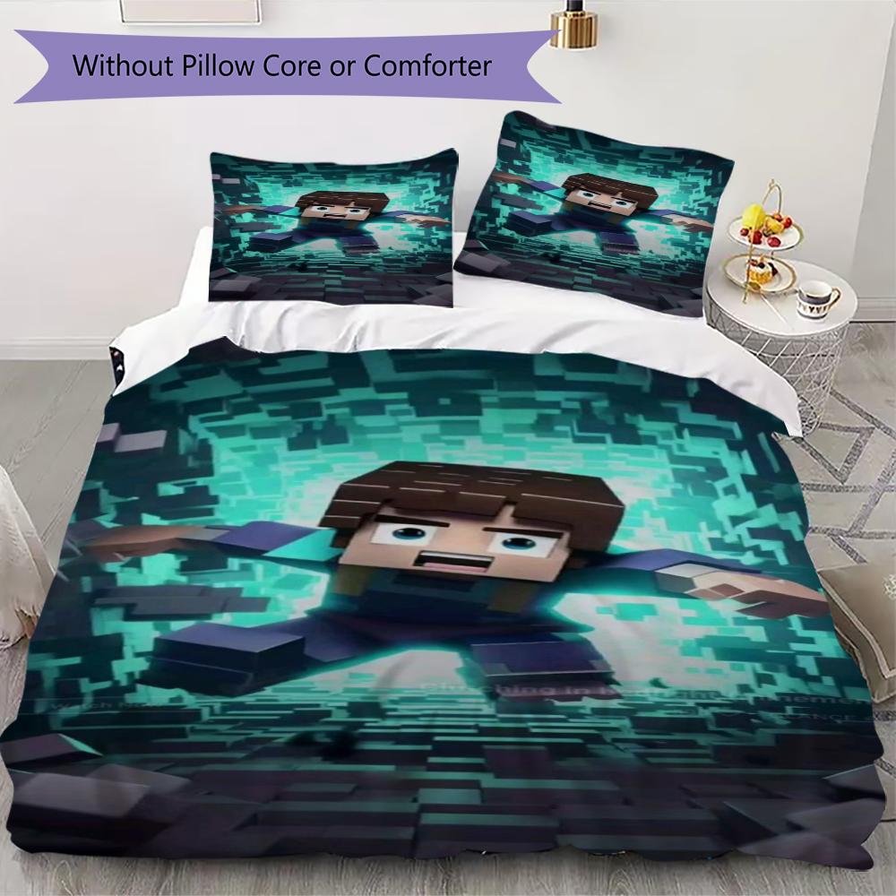 Block World Adventure Bedding 1 Duvet Cover 2 Pillowcase Without Core Without Core Christmas Birthday Gift Duvet Cover And Pillowcase