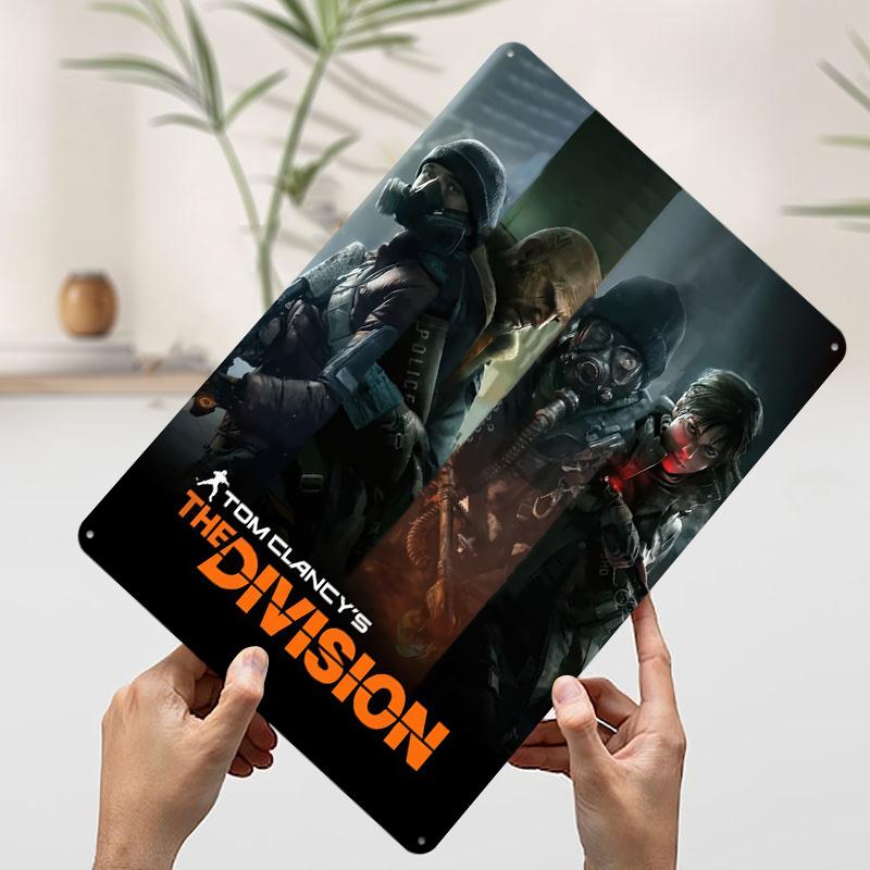 

Tom Clancys The Division Game Poster Customized Wall Art Vintage Metal Signs Retro Tin Plaque for Man Cave Gamer Decoration 7.9x11.8In(20x30cm)