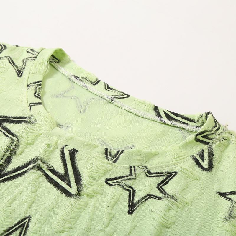 Men's Plus Size Star Print Textured T-Shirt, Casual Loose Short Sleeve Tee (5XL-11XL)