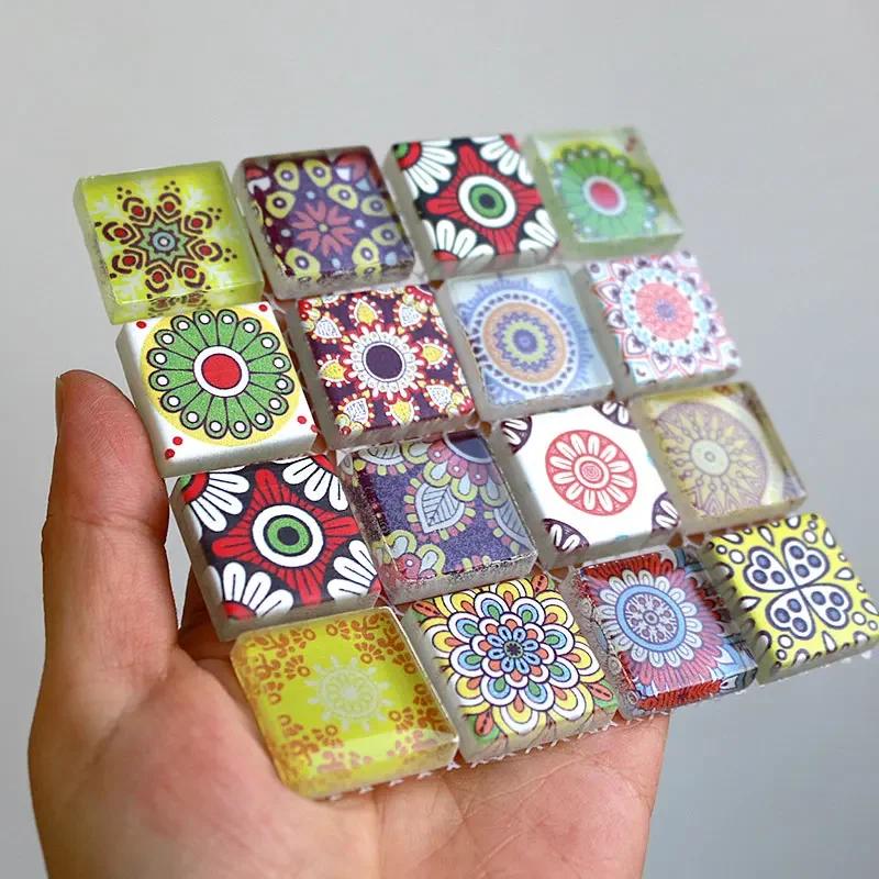 Sortierte Farben Böhmische Glitzer Glasmosaikfliesen für DIY Bastelbedarf blau grün Großhandel Massenhobby arte