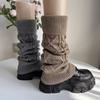 Retro Diamond-patterned Lace-up Sock Cover for Women, Suitable for Autumn and Winter, Thick and Warm Knitted Wool Leg Warmers