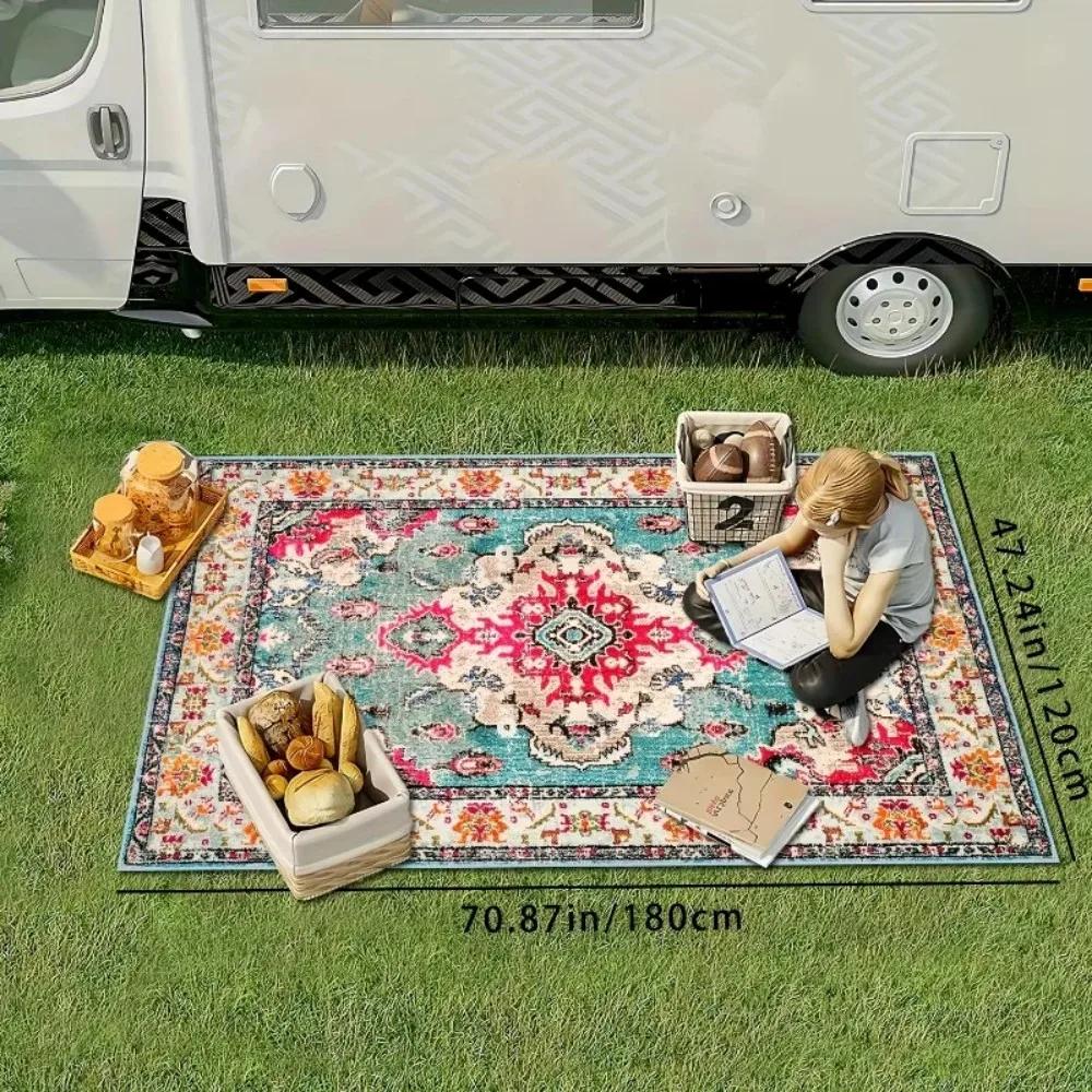 VIKAMA Böhmischer Sommer Außen Teppich Heimdekoration, Balkon, Wohnmobil Camping Bodenmatte, Schimmelresistent, Feuchtigkeitsbeständig Und Schmutzabweisend