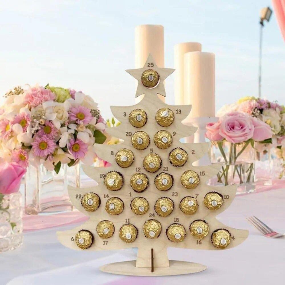 Xmas Tree/Elk Shaped Christmas Elk Chocolate Stand Hollow Wooden Chocolate Candy Stand  Home