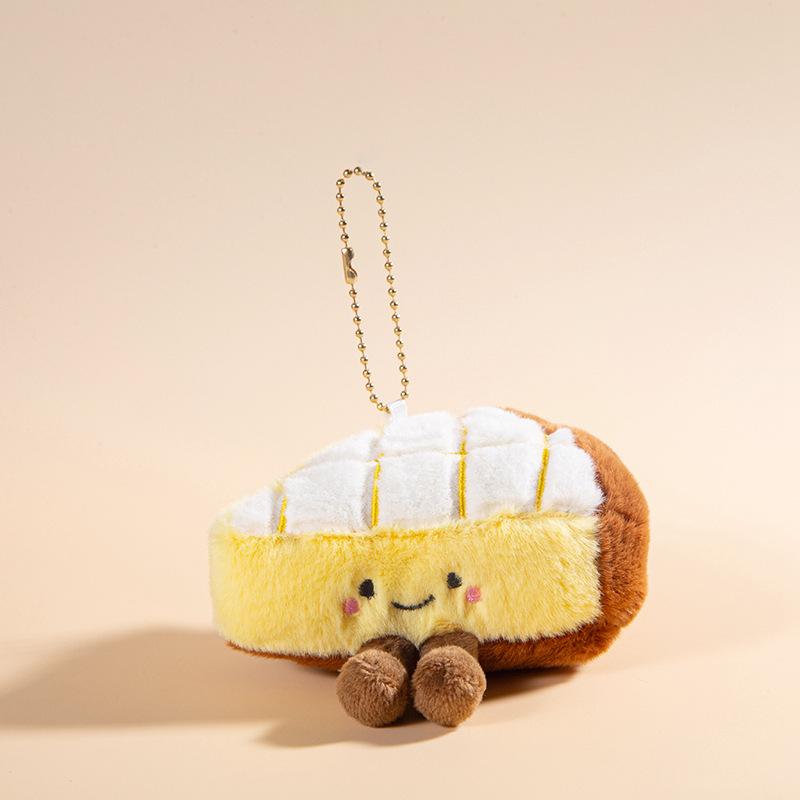 Cute Creative Plush Food Hanging Ornament Pancake Egg Noodles Burger Croissant Keychain Short Plush Toy Cartoon Style